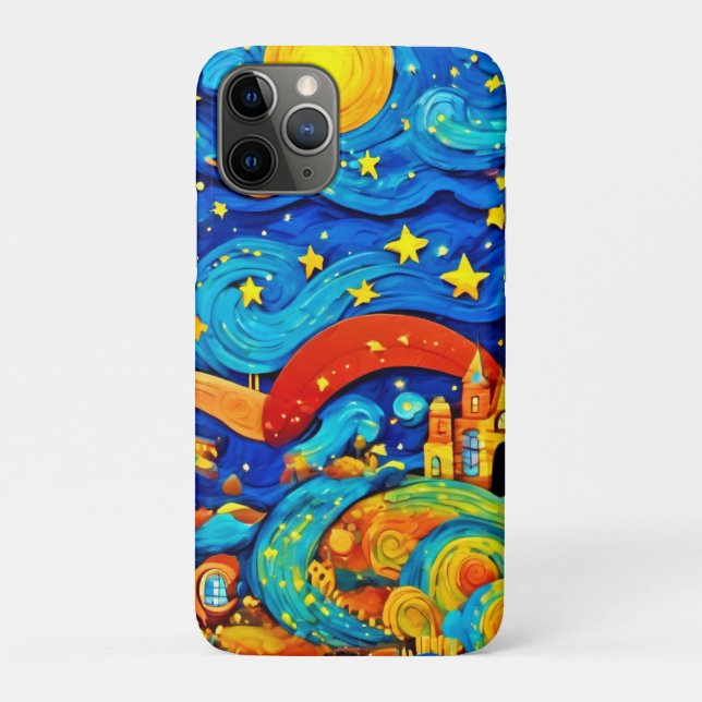 Coques Case-Mate iPhone L'art de la nuit étoilée dessin animé (Dos)
