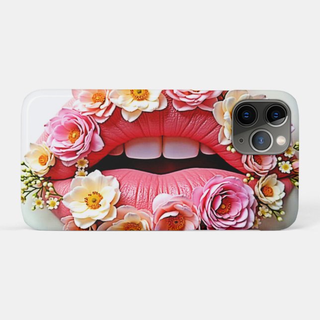 Coques Case-Mate iPhone L'art des lèvres florales (Dos (Horizontal))