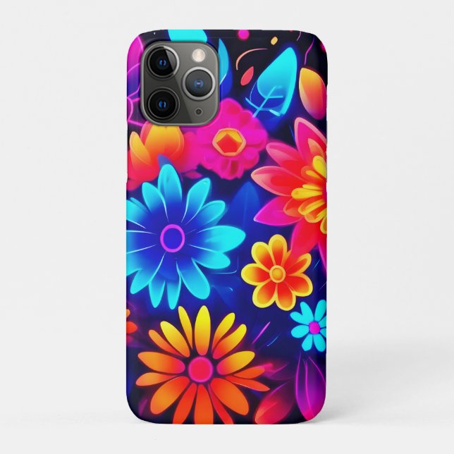 Coques Case-Mate iPhone L'art floral du néon (Dos)