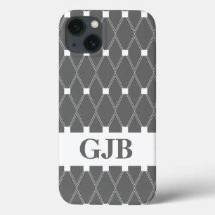 iPhone 13 Case Latis de Jacquard gris avec monogramme