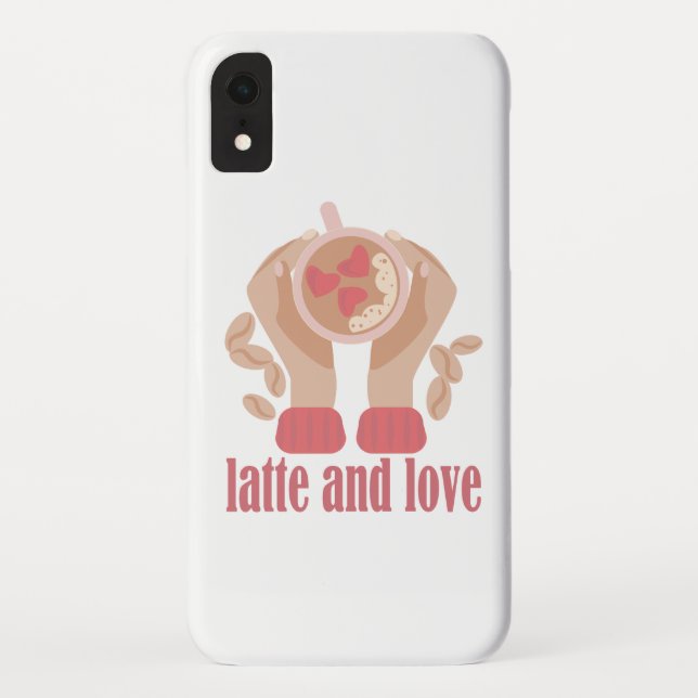 Coques Case-Mate iPhone Latte et coupe d'amour, mains et citation de café (Dos)