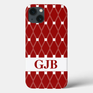 Etui iPhone 13 Lattice de Jacquard marron avec monogramme