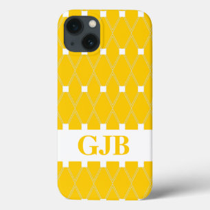 iPhone 13 Case Lattice Jacquard or avec monogramme
