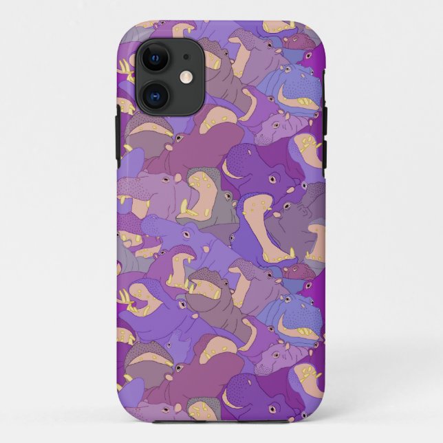 Coques Case-Mate iPhone Laughing Hippos - purple (Dos)
