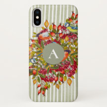 L'automne laisse Berries Birds Botanical Personnal