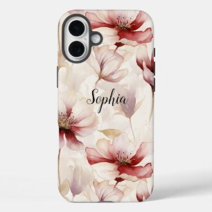 Coque Pour iPhone 16 Plus Lavande de crème Bourgogne Florale