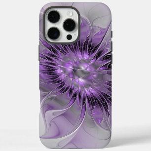 Coque iPhone 16 Pro Max Lavande Fleur Dream Moderne Abstrait Fractal Art