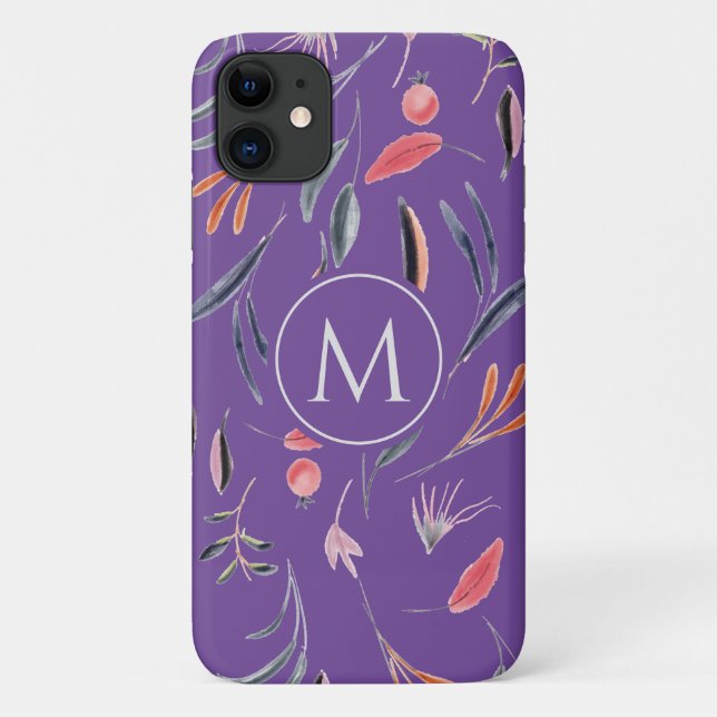 Coques Case-Mate iPhone Lavande Florale MONOGRAM personnalisé (Dos)