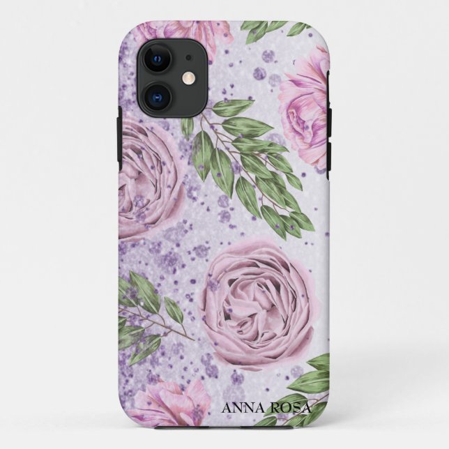 Coques Case-Mate iPhone *~* Lavande florale PEONY Parties scintillant viol (Dos)
