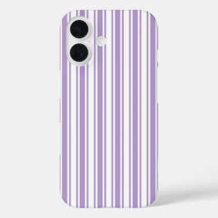 Coque Pour iPhone 16 Lavande violet et blanc bonbons rayures Coque-Mate