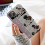 Case-Mate iPhone Case Lavender nom de couple 3 photos grille de collage<br><div class="desc">Moderne pastel lavande violet coeur couples noms 4 photos collage grille,  cadeau parfait pour un couple ou de meilleurs amis.</div>