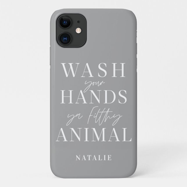Coques Case-Mate iPhone Lavez-vous les mains, saleté animal drôle (Dos)