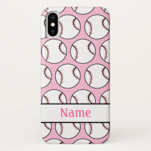 Coque iPhone X Le base-ball rose folâtre le cas de l'iPhone 6