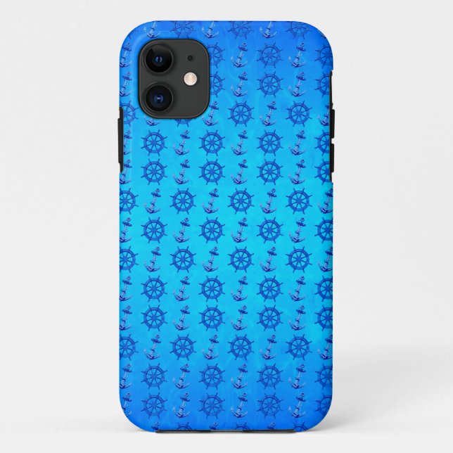 Coques Case-Mate iPhone Le bleu embarque la roue et l'ancre (Dos)