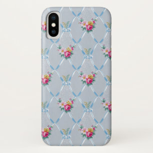 Coques Pour iPhone Le bleu Girly cintre assez le motif floral de rose