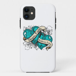 Case-Mate iPhone Case Le cancer de l'ovaire et la foi double coeur