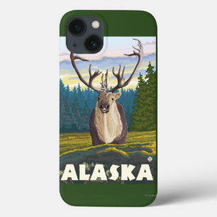 iPhone 13 Case Le caribou de l'Alaska dans le Vintage voyage sauv