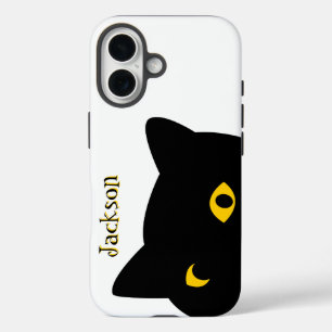 Coque Pour iPhone 16 Le chat noir vous regarde avec les yeux dorés cout