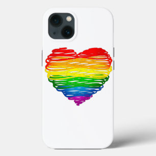 Case-Mate iPhone Case Le cœur arc-en-ciel de SlipperyJoe griffonné tourb