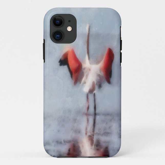 Coques Case-Mate iPhone Le Flamant rose rose en aquarelle (Dos)