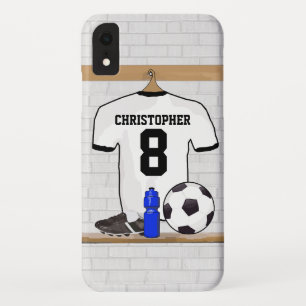 Coque Case-Mate iPhone Le football Jersey noir blanc personnalisé du