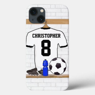 Coques Pour iPhone Le football Jersey noir blanc personnalisé du