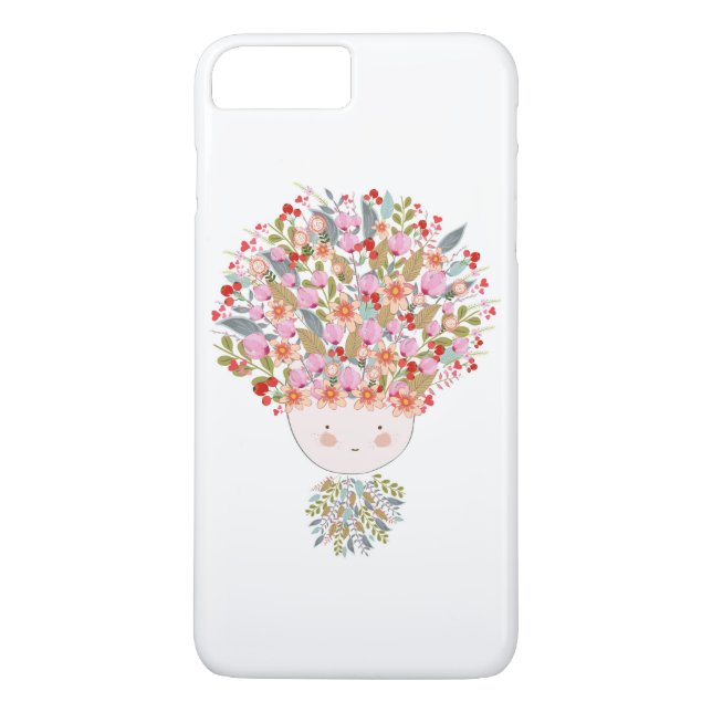 Coques Case-Mate iPhone Le griffonnage fleurit le beau visage de fille (Dos)