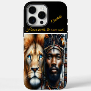 Coque iPhone 16 Pro Max Le guerrier et le lion s'unissent en force.