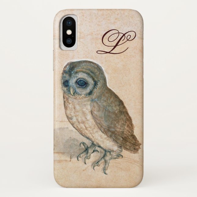 Coques Case-Mate iPhone LE HIBOU, Monogramme rose sépia (Dos)