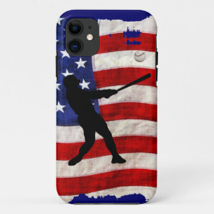 Coque Case-Mate Pour iPhone Le joueur de baseball folâtre le drapeau des USA d