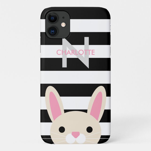 Coques Case-Mate iPhone Le lapin curieux | barre le monogramme de | (Dos)