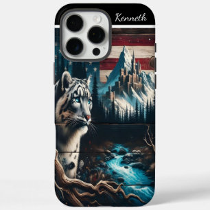 Coque iPhone 16 Pro Max Le léopard des neiges près du Creek