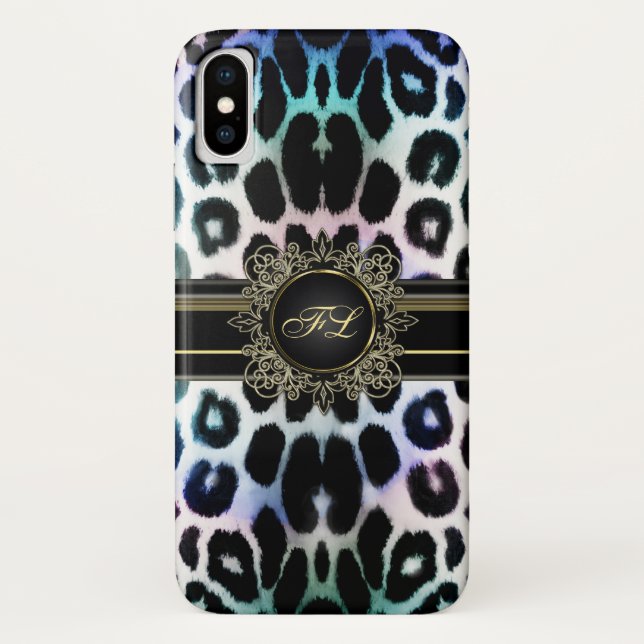 Coques Case-Mate iPhone Le léopard royal d'arc-en-ciel a personnalisé la (Dos)