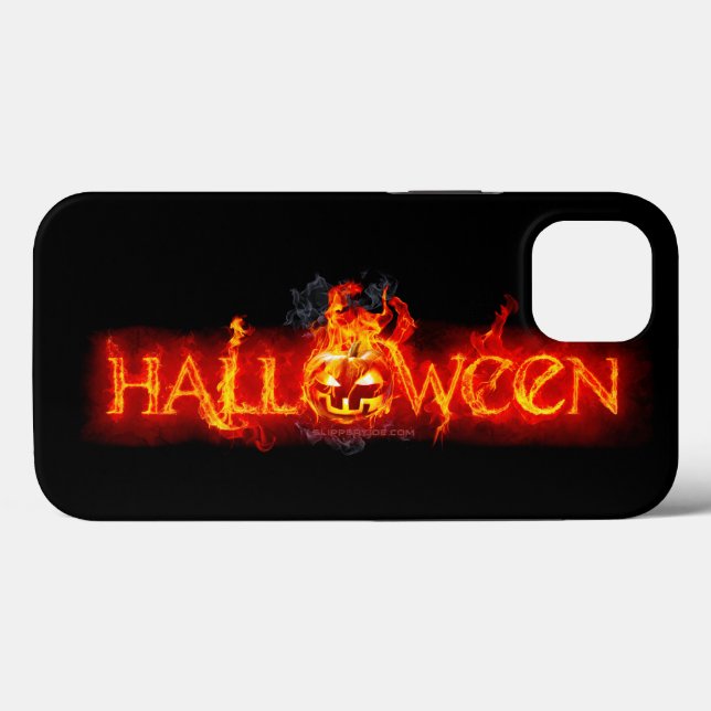 Coques Case-Mate iPhone Le lettrage massif enflammé d'Halloween de Slipper (Verso (horizontal))