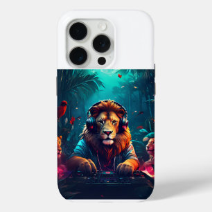 Coque Case-Mate iPhone le lion dj jouant de la musique dans la jungle