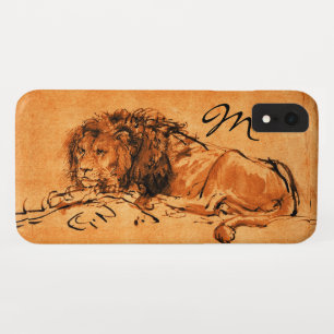 Coque Case-Mate Pour iPhone LE LION DU CAP ALLONGÉ, Orange, Monogramme Noir