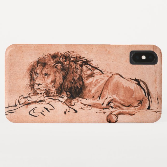 Coques Case-Mate iPhone LE LION DU CAP ÉCLAIRÉ, Rose antique, Noir (Dos (Horizontal))