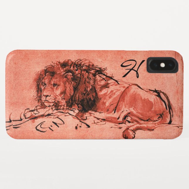 Coques Case-Mate iPhone LE LION DU CAP MENANT VERS LE BAS, Rose, Monogramm (Dos (Horizontal))