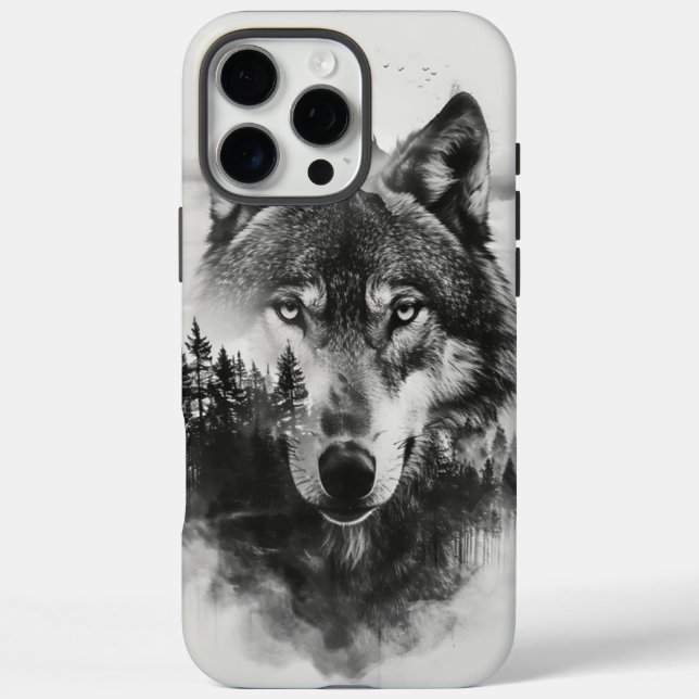 Coques Case-Mate iPhone Le loup regarde à travers la forêt brumeuse (Verso)