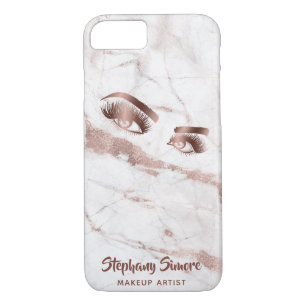 Case-Mate iPhone Case Le marbre rose d'or de beauté de cil de maquillage