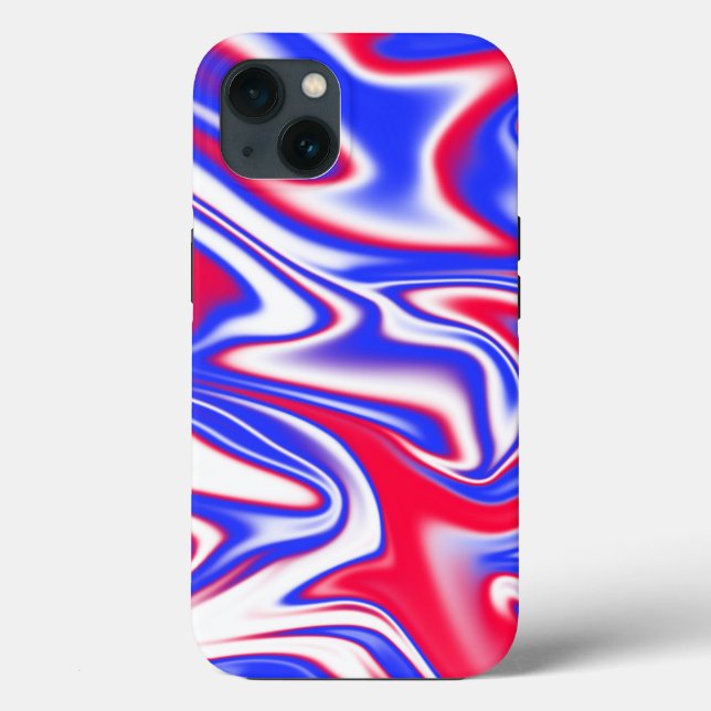 Coques Case-Mate iPhone "Le marbre rouge, blanc et bleu" (Verso)