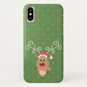 Coques Pour iPhone Le mignon Rudolph, dessin animé de rennes à nez ro