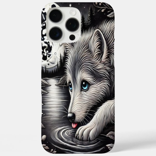 Coques Case-Mate iPhone Le moment lunaire du loup blanc (Verso)