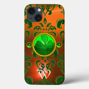 COQUES POUR iPhone LE MONOGRAM DU SHAMROCK ST PATRICK ORANGE GREEN DA