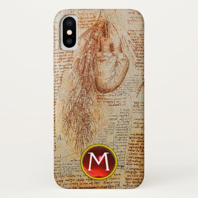 Coques Case-Mate iPhone Le monogramme gemmé du cœur et des artères bronchi (Dos)