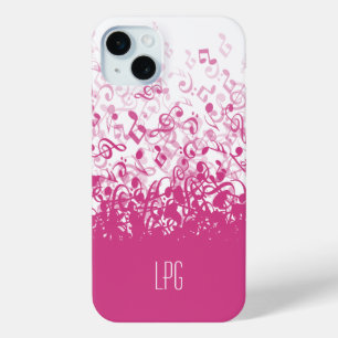 Coque Case-Mate iPhone Le monogramme pleuvant la musique note le rose de