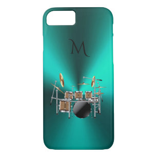 Coque Case-Mate iPhone Le monogramme Teal métallique bat du tambour de la