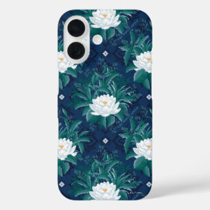 Coque Pour iPhone 16 Le Motif blanc Lotus Midnight Lotus
