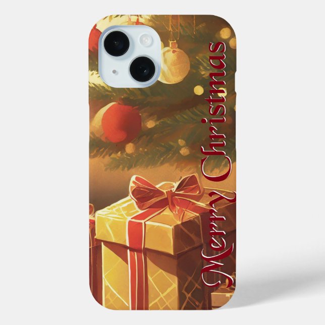 Coques Case-Mate iPhone Le Motif de Noël, avec des présents sous l'arbre d (Verso)