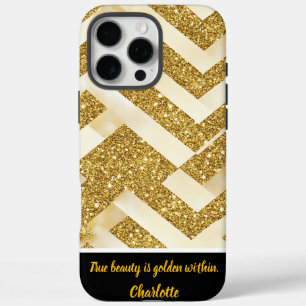 Coque iPhone 16 Pro Max Le motif de zigzag or brille de façon éclatante